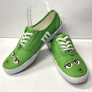 Bradford Exchange M&M’S sz 8 Canvas Tennis Shoes Sneakers Green Jeweled Charm - Picture 1 of 9