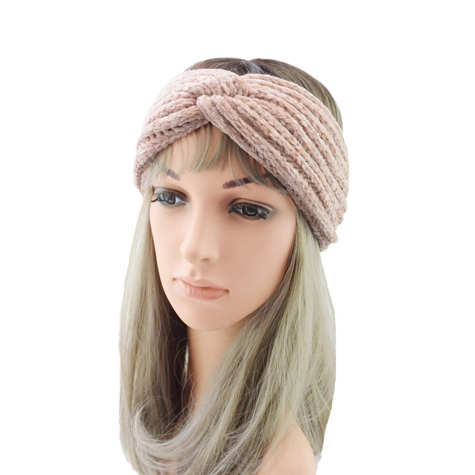 Women Winter Knitted Crochet Knotted Wide Headband Ear Warmer HeadWrap Turban - Image 1 of 4
