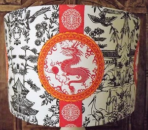 Lámpara china, oriental, pantalla de lámpara, dragón, vintage blanco negro REGALO GRATUITO - Imagen 1 de 7