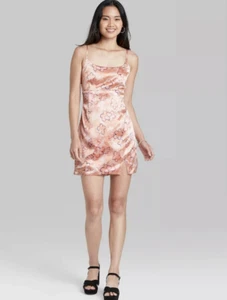 Women's Notch Slip Dress - Wild Fable Pink Floral Variety Sizes MSRP $30 - Picture 1 of 9