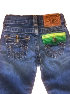 True Religion Jeans Girl’s Sz 4 Unique Woven & embroidered 5 pockets Adj Waist - Picture 1 of 5