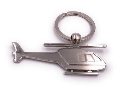 Elicottero Piatto Portachiavi In Metallo Argento - Immagine 1 di 2