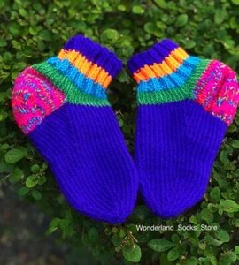 Kids socks, Ukrainian hand knitted wool socks , custom size knitted socks - Picture 1 of 6
