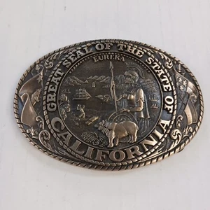 DE COLECCIÓN AÑOS 70 *GRAN SELLO DEL ESTADO DE CALIFORNIA* HEBILLA DE CINTURÓN DE LATÓN - Imagen 1 de 5