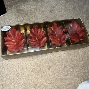 Fall Leaf Shaped Floating Candle Leaves Autumn Colors SET of 4 - Picture 1 of 5