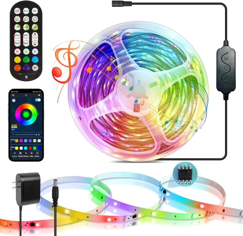 Dream Color LED Strip Lights 32.8ft App Control Rgbic Light Strips With Chasing