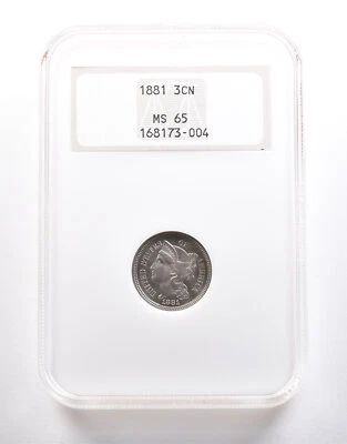 1881 Three Cent Nickel MS65 NGC Old Fat Boy *6710 - Image 1 of 3
