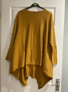 Saloos senfgelber Oversize-Pullover mit Taschensaum Größe 14 - Bild 1 von 7