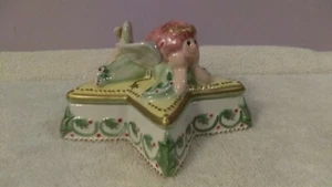 Fitz & Floyd essetials Moonbeam star shaped trinket box Angel on top OH1682 - Picture 1 of 6