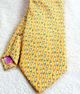 Vineyard Vines Yellow Fishing Bobber Print Imported Silk Neck Tie - Picture 1 of 3