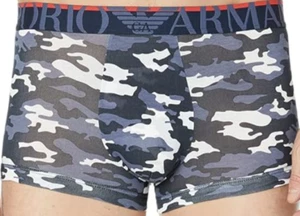 EMPORIO ARMANI - Men's Blue Camo Str Cotton 1P Designer Boxer Trunks - XL BNWB - Picture 1 of 6
