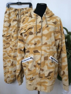 ENYCE Hombre Y2K Animal Print Beige Marrón 2 Piezas Sudadera con Capucha Conjunto Talla L Usado en Excelente Condición Foto 1 de 4