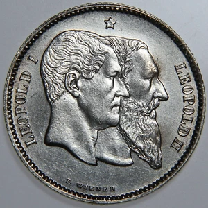 1880 Belgium 1 Franc Nice UNC Detail -3435- - Picture 1 of 2