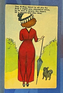 Freche Comic Postkarte 1900er Seidenstrümpfe durchsichtig X-RAY ROCK IST ALLES WEG - Bild 1 von 2