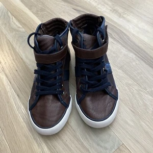 Tommy Hilfiger Boys Dennie High Top Dark Brown Boots Size 2 - Picture 1 of 6