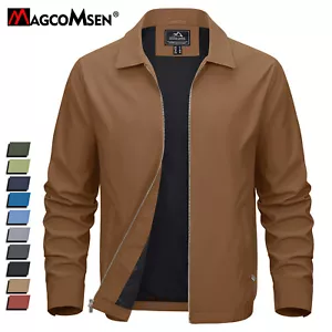 Spring Fall Men's Jackets Lightweight Full Zip Laydown Collar Casual Windbreaker - Picture 1 of 78