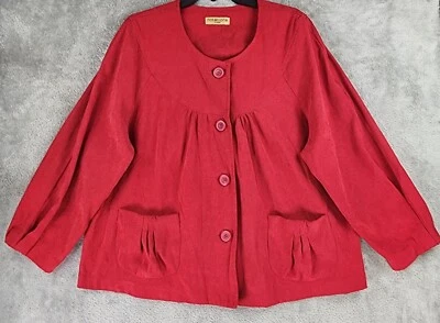 Chaqueta Notations Mujer 3X Rojo Botón Frontal Negocios Informal Años 90 Vintage Blazer Foto 1 de 4