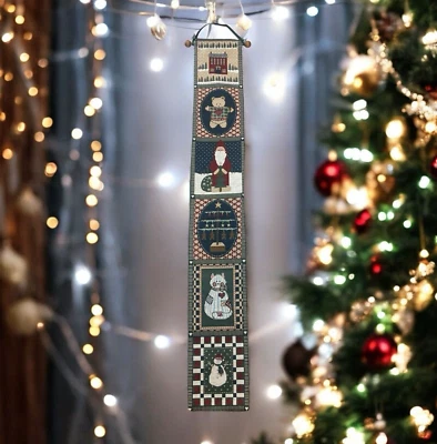 Christmas Tapestry Wall Hanging Cat Santa Snowman Teddy Bear Decor Door Hanger - Image 1 of 4