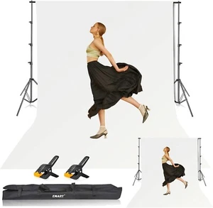 EMART 8,5x10ft Weiß Hintergrund Ständer Kit mit 10x12ft Bildschirm für Studios - Bild 1 von 7