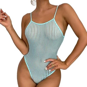 Sheer When Wet Badeanzug, Damen transparenter Netz Monokini Mesh durchsichtig Einteiler - Bild 1 von 36
