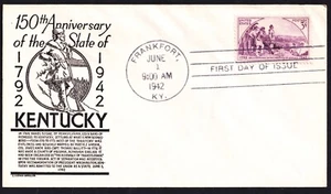 US 1942 Kentucky Statehood (904) . First Day Cover . Anderson Cachet - Picture 1 of 1
