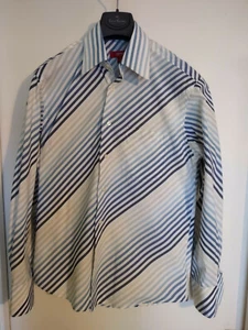 Report Collection Mens Button Down Long Sleeve Striped Shirt M 100% Cotton - Picture 1 of 6