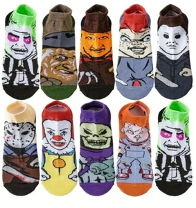 10 x Pairs Horror Socks Mens Womens Horror Goth Novelty 4-7 Myers IT Chucky - Picture 1 of 10