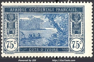 COTE D'IVOIRE 75c BLEU ET OUTREMER N° 105 NEUF * AVEC CHARNIERE - Imagen 1 de 2