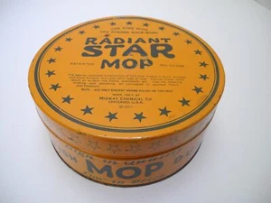 Vintage Original 1927 Radiant STAR Mop Tin with Head Midway Chemical Co. Chicago - Imagen 1 de 9