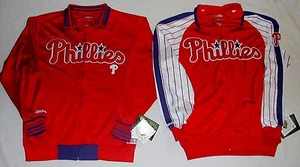 PHILADELPHIA PHILLIES STITCHES TRACK WARM UP JACKET RED WHITE M L XL 2X MENS NWT - Picture 1 of 3