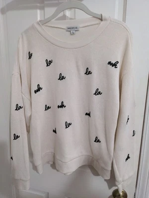 Wildfox Ooh La La Embroidered Sweater  White Size XL - Image 1 of 4