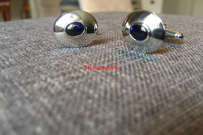 Piedra preciosa de zafiro térmico con gemelos de plata de ley 925 #80 Foto 1 de 4