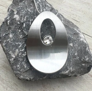 Schlangenkette, Kette, Halskette, grosser Anhänger, matt, Strass Stein, kristall - Bild 1 von 2