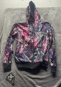 Moonshine Pink Camo Hooded Jacket Women's Muddy Girl Black S Lightweight Hunt - Picture 1 of 4