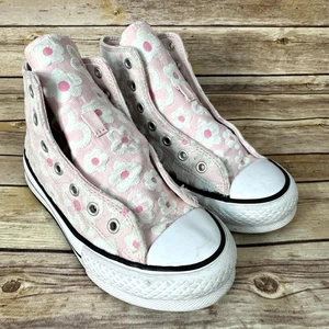 Sneakers alte Converse Chuck Taylor All Star bambina rosa bianco sollevamento floreale 2 - Foto 1 di 9