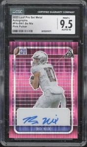 2023 Leaf Pro Set Metal Pink Pulsar Bo Nix 2/4 RC Rookie Mint+ CGC 9.5 10 Auto - Bild 1 von 2
