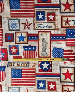 Red white blue Americana Freedom Liberty fabric 100% cotton 19" wide x 90" long - Picture 1 of 1