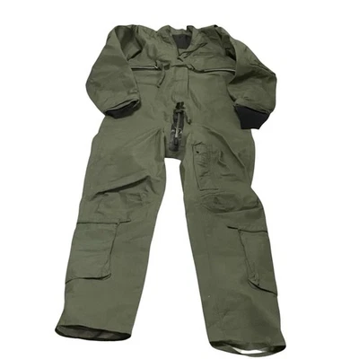 Vintage Canvas Flight Suit Coveralls Military Green Jumpsuit Top Gun Cosplay - Image 1 of 4