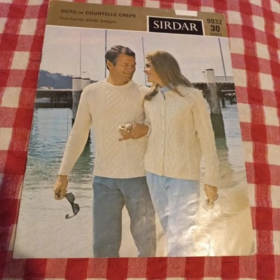 😇 Sirdar Knitting Pattern Book 9932 2 Family Aran Designs 8003 Jumpers Vtge - image 1 of 4