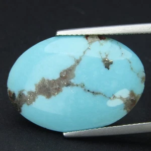 14.40Cts Amazing Natural Earth Mined Blue Turquoise Cabochon Oval Shape Gemstone - Picture 1 of 6