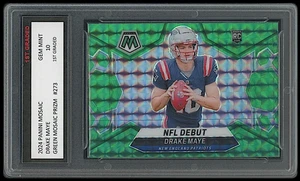 Drake Maye 2024 Panini Green Mosaic Prizm NFL Debut Rookie Card 1st Graded 10 - Bild 1 von 1