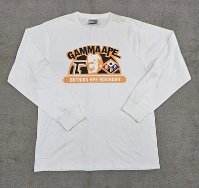 Camiseta A Bathing Ape Para Hombre XL Blanca Gammaape Manga Larga Cuello Redondo Foto 1 de 4