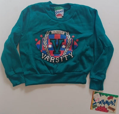 NUEVO CON ETIQUETAS Sudadera Vintage Junior Varsity Screamers Kleinerts Niños 5 Verde Años 90 EE. UU. Foto 1 de 4