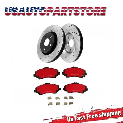 302mm Front Drilled Brake Rotors Pads Ceramic for Jeep Wrangler JK 2007-2017 Foto 1 de 4