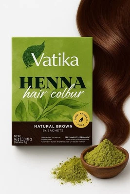 Vatika Henna Haarfarbe Natural Brown 6x10g – Ammoniakfrei, Pflanzlich