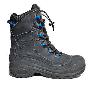 COLUMBIA Boots Youth 6 Bugaboot Waterproof Snow BY1332-010 Black Blue GUC - Picture 1 of 9