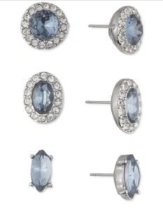$48 givenchy silver tone blue crystals  2/5 Earrings f1c - Picture 1 of 1