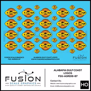 HO Scale Alabama Gulf Coast Logos Decal Set - Picture 1 of 1