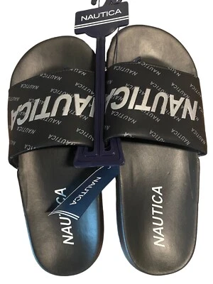 Sandalia deslizable Nautica para mujer con logotipo adornado con logotipo negro y plateado ~ talla 7~GRAN AJUSTE Foto 1 de 4