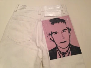 NWT! Calvin Klein Andy Warhol White Jeans Women's Size 24x30 Printed Back Pocket - Picture 1 of 12